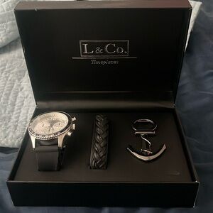 L&Co watch with bottle opener and leather bracelet